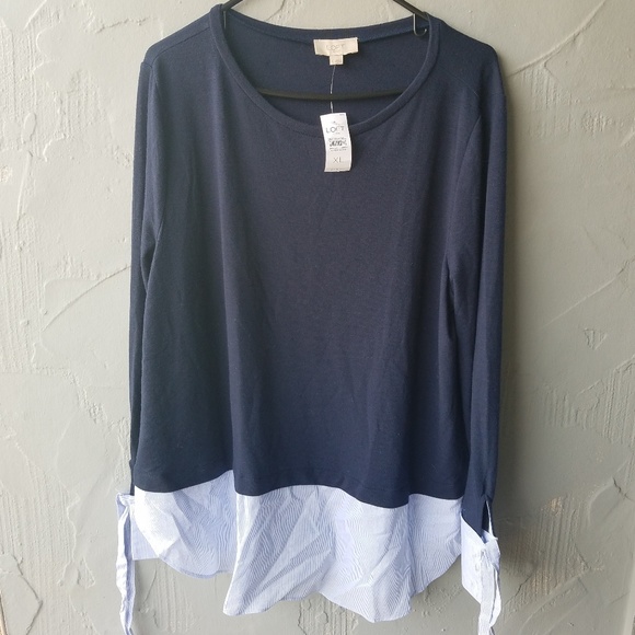 LOFT Tops - ! NWT loft navy pinstripe top XL